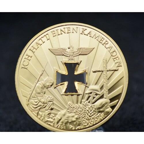 The world war memory DEN GEFALLENEN 24K real gold plated Hollow Cross metal 40 mm souvenir decoration germany coin