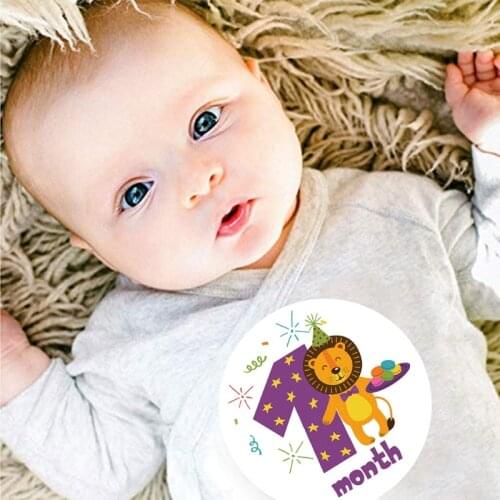 Milestone Memorial Month Sticker Cartoon Animal Baby Monthly Stickers Photography Commemorative Card Number Photo Props Q1FE
