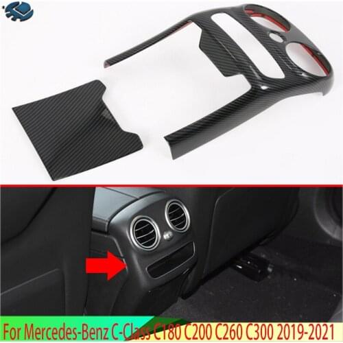 For Mercedes-Benz C-Class C180 C200 C260 C300 2019 2020 ABS Plated Armrest Box Rear Air Vent Frame Trim Cover