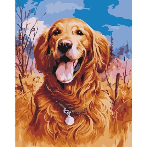 Frame animals dog Acrylic DIY Painting By Numbers Wall Art Pictures For Wedding Decoration Drop Shipping