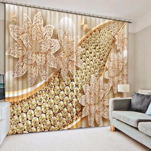 Photo Customize size relief flower curtains for living room home ddecorative home decor