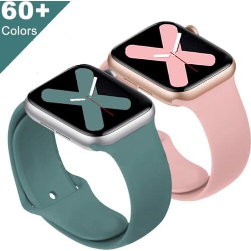 Silicone Strap For Apple Watch band 44mm 40mm 38mm 42mm Rubber watchband bracelet belt iWatch 5 4 3 SE 6