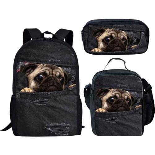 Pet Dog in the Pocket Print Backpacks School Rucksack Teenager Girls Travel Mochila Shoulder Bags Students Clutches