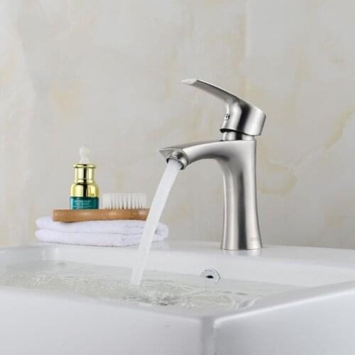 304 Stainless Steel Bathroom Basin Faucet Nickel Brushed Single Handle Soild Basin Mixer Hot Cold Toilet Water Tap Deck Mounted