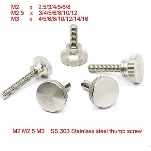 SS303 M2 M2.5 M3 Stainless steel thumb screw high step head adjustment bolt straight knurled flat Large head no step Thumb Screw