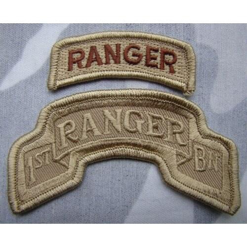 US ARMY 1ST BN RANGER TABS - 2 PIECES ACU PATCH ACU KHAKI COLOUR Military Store