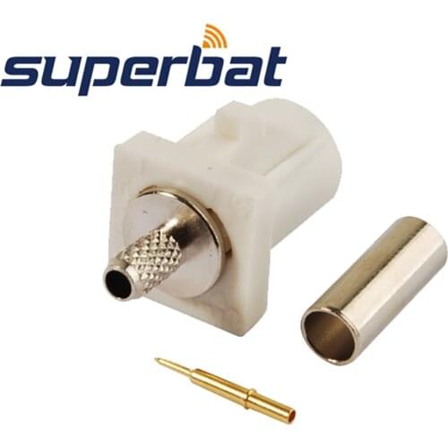 Superbat Fakra B White /9001 Crimp Plug Connector Radio With Phantom RF Coaxial Connector for Cable RG316 RG174 LMR100