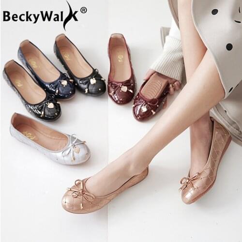 Spring Flats Shoes Woman New Fashion Round Toe Comfortable Travel Women Shoes Casual Foldable Ballet Flats Shoes women WSH3654