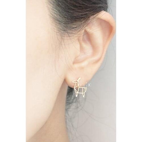 Yiustar Origami Deer Stud Earrings Christmas Gift/Present Cheap Jewelry Sheep Animmal Girls Earings Fashion Jewelry