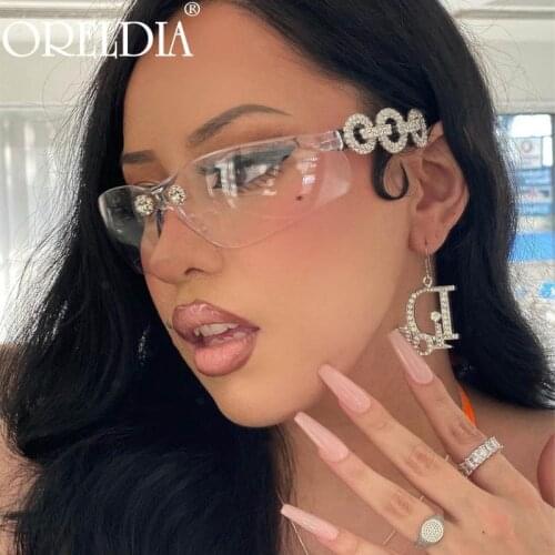 Luxury Diamond Cateye Sunglasses Women Men Fashion Goggle Sun Glasses Lady Brand Designer Colorful Lens Cool Pilot Eyewear UV400