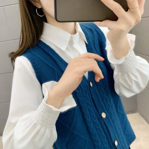 Spring Autumn Knitted Sweater Women Coat New Loose Twist Single-breasted Vest Korean V-neck Cardigan Women