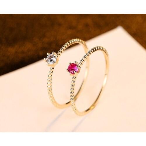 New Simple Engagement Ring Women, Real 14K Gold Inlaid With AAA Zircon, All-match Trendy Exquisite Jewelry