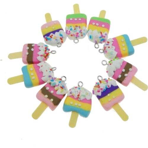 10pcs/pack ice cream Pendant Resin Necklace Earrings Bracelet Charms For Jewelry DIY Accessories Baby Child Handmade DIY Crafts