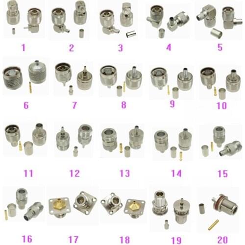 1pce Connector N Male PLUG & Female jack Crimp & Solder RG174 RG316 / RG58 RG142 / RG8X / RG5 RG6 / RG8 LMR 400/ RG402 0.141"