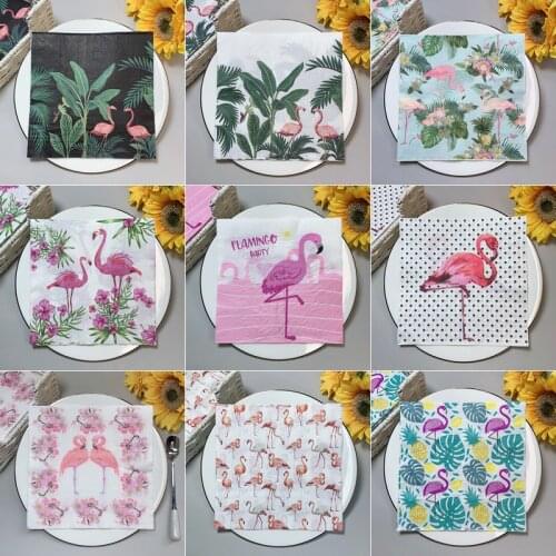 20Pcs/Pack Flamingo Table Decoupage Paper Napkins Summer Napkin Paper Tissue for Wedding Party Supplies Wholesale