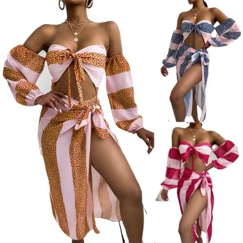 2021 Jump suit for women Sexy Printed Lace Up Bikinis Women Swimsuit High Waist Beachwear Push Up Swimwear beach bikini