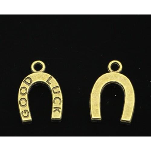 35pcs Antique Style Bronze Color lucky horseshoe good luck Pendants Findings Charms 17*12mm