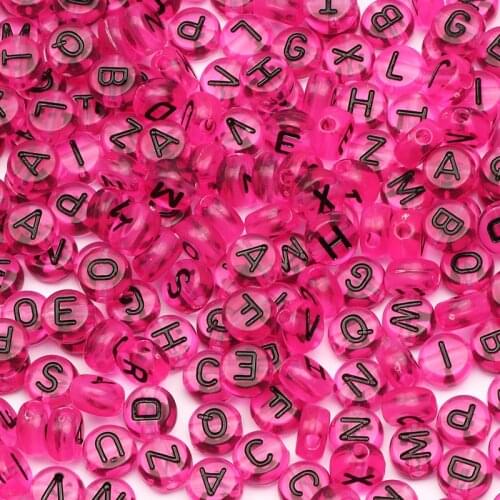 4*7mm Transparent Rose Red Mixed Letter Acrylic Beads Alphabet Round Flat Loose Spacer Beads For Jewelry Making Diy Bracelet