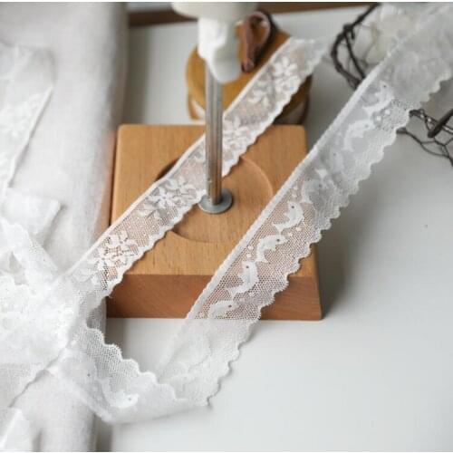 4 Meters Milk White Quality Elastic Lace Ribbon DIY Embroidered Flower Dolphin Lace Trim Fabric For Sewing Decoration 2.5cm