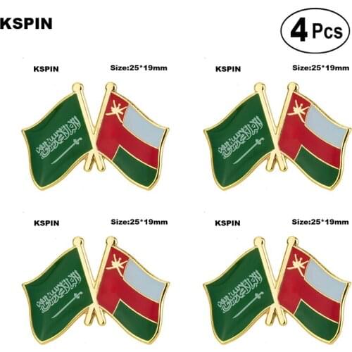 Saudi Arabia & Oman Friendship Flag Lapel Pin Flag badge Brooch Pins Badges 4Pcs a Lot