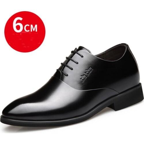 Increase 6 CM Men Leather Fashion Shoes Hidden Heel Men Dress Shoes Formal Heighten Oxfords Male Wedding Shoes Summer Spring
