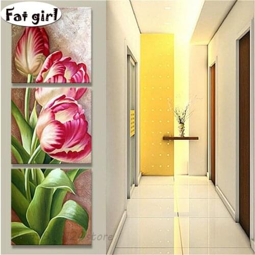 Full drill tulip flower diamond painting round embroidery square cross stitch mosaic wall art Handmade hobby modern home decor
