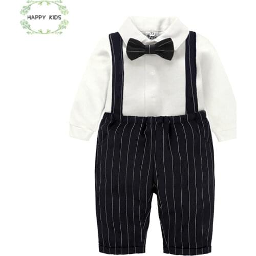 Newborn BABY Boys Clothes New Christening Formal Party bowtie tops Outfit Gift long Sleeve autumn 6 9 12 18 24 Monthes DXT493