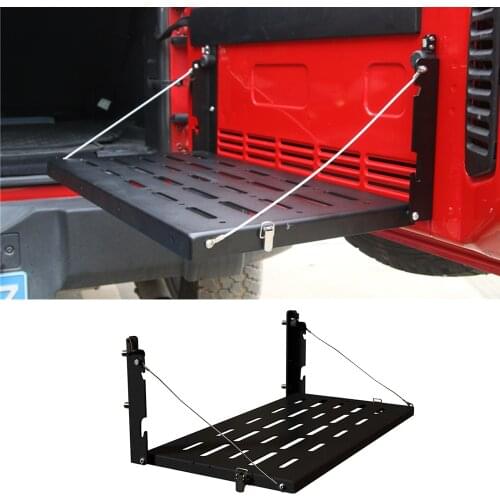 For Jeep Wrangler JK JKU 2007-2017 2/4 Doors Tailgate Table Rear Foldable Back Shelf Storage Bracket Car Accessory Black Styling
