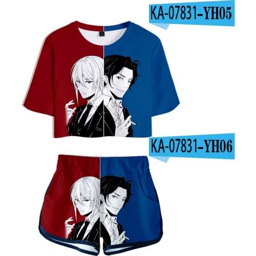 Kawaii Japanese Anime Moriarty The Patriot 3D Two Pieces Sets Women Casual T-Shirt+Shorts Clothes Sports Sets Com Trend Clothes