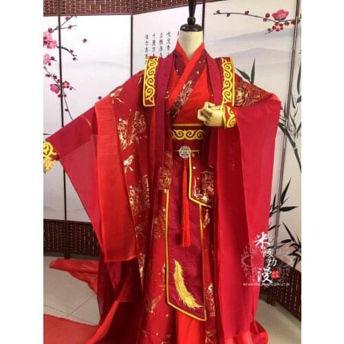 Anime Mo Dao Zu Shi Lan Wangji Cosplay Costume Hua Cheng Costumes Chinese Traditional Men Adult Hanfu Red Wedding Dress Costumes