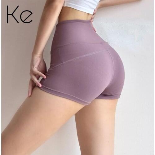 KE Summer high waist fitness shorts womens stretch tights peach hips sports running pants training yoga three-point pants new