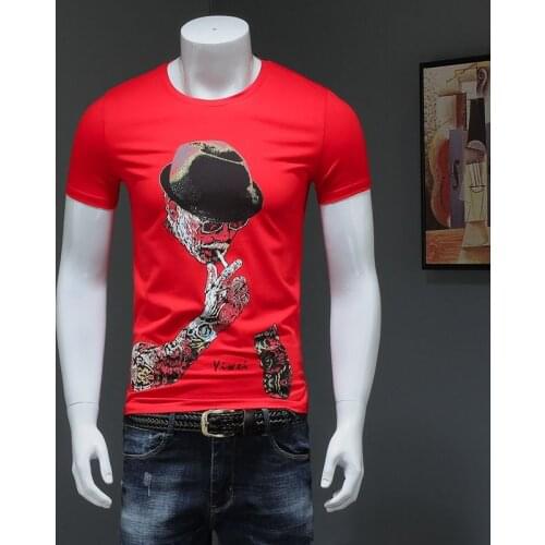 Summer Trendy Mens Cotton Round Neck Short Sleeved Graphic T Shirts Men Clothing