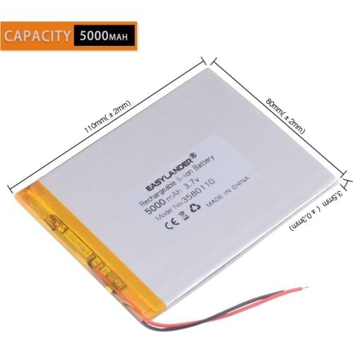 Li-ion battery 3.7v tablet 3.7v 5000mah (Approx) for 8 inch N83,N86 A85,A86 rechargeable battery for Tablet PC 3580110