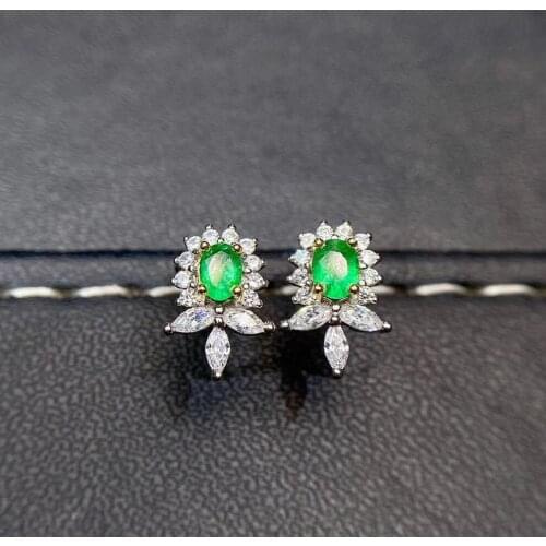 The Best Birthday Gift Natural and Real Emerald Earring 925 Sterling Silver Fashion Earring For Women
