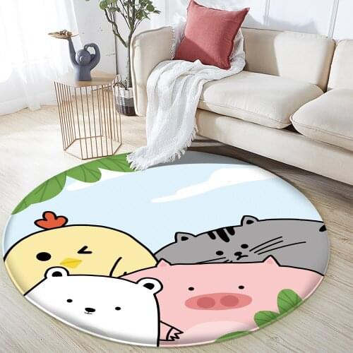 Cute Cartoon Animals Pattern Baby Hand Print Carpet Baby Play Mat Children Carpet Non-Slip Children Safety Flannel Carpet