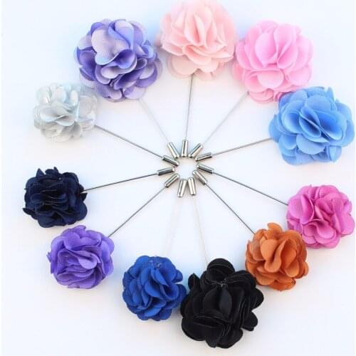Fashion Boutonniere Small Flower Petal Stick Lapel Tie Pin Brooch Wave Badge Cloth Breastpin