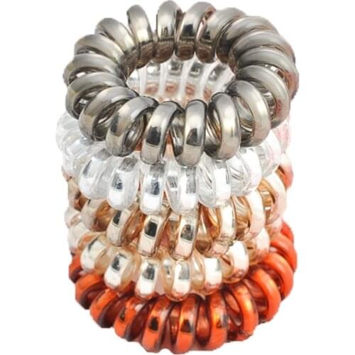 5pcs/lot Fashion Shining Metal Colored Women Scrunchies Telephone Wire Line Hair Rubber Bands Elastic Hairbands Rope for Girls