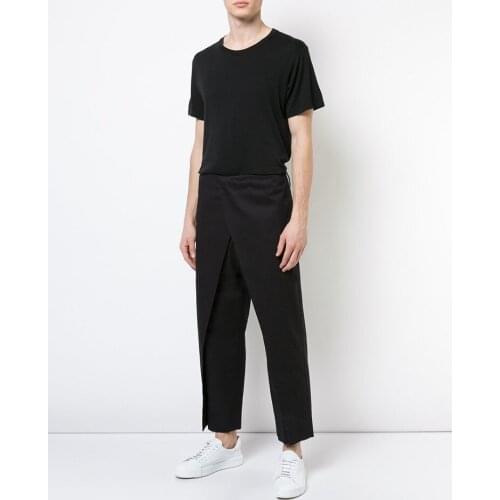 New Mens clothing GD Hair Stylist fashion Stitching simple double decker pants plus size costumes