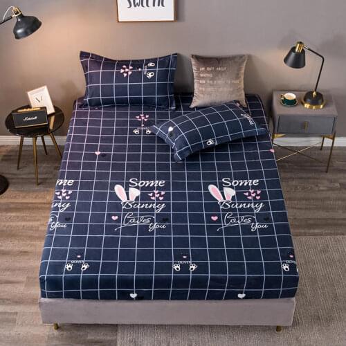 NEW 1pc Soft Printed Fitted Sheet With Elastic Band Bed Sheet Cover (No Pillowcases)Full Queen King Size Dropshipping