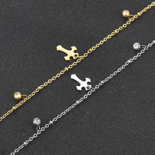 New Stainless Steel Necklace Plus Diamond Cross Pendant Ladies Praying Jesus Chain Jewelry Gift