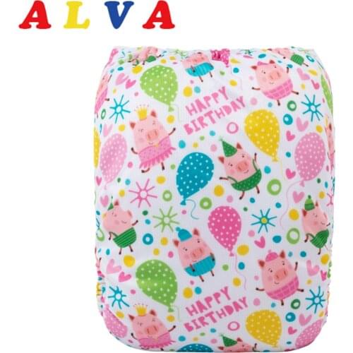 ALVABABY Adjustable Nappy Reusable Ecological Cloth Diaper for Baby with 1pc Microfiber Insert