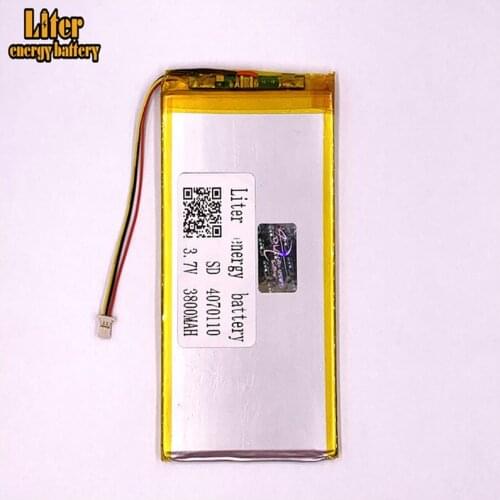 Plug 1.0-3P 3.7v 4070110 3800mah tablet pc 7 inch MP4 MP5 Li-Polymer Li-Ion Lipo Lithium Battery