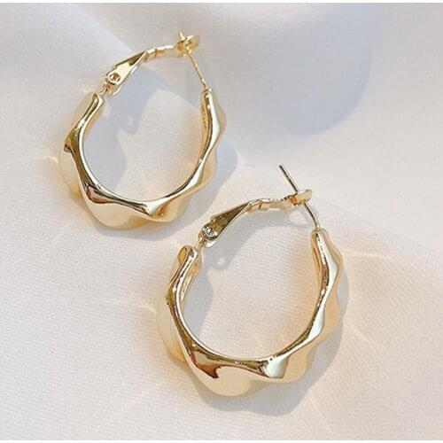 Hong Kong Style Retro Irregular Geometric Hook Drop Earring Female 2021 серьги Metal Earrings for Women New Ear Dangle Jewelry