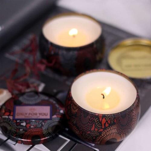 Soy Wax Scented CandleS Smokeless No-Sweat Aromatherapy Candle with Iron Can for Girlfriend Wife Mother