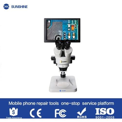 SUNSHINE Newset 10.1 inch SZM45T-B1-1600S HDMI 1600W megapixel camera with trinocular zoom microscope for mobile phone repair