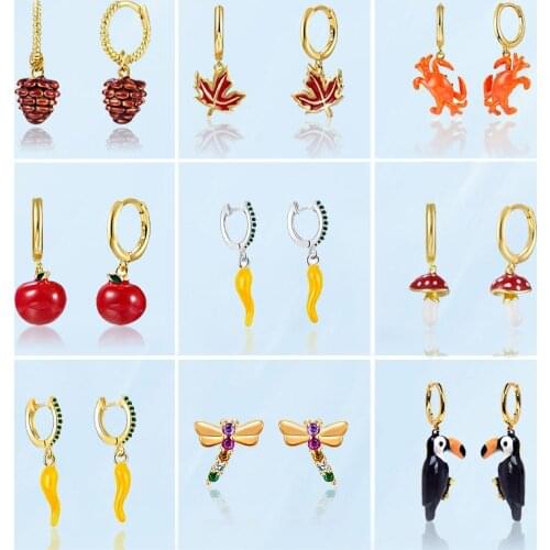 Womens Fine Cute Dangle Earrings Korean Teen Fashion Unusual Creative Animal Plant Drop Earring Female Personalized Accessories