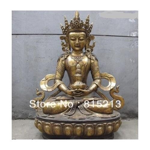 Wang 000142 Tibet buddhism temple bronze copper Amitabha kwan-yin Bodhisattva buddha Statue