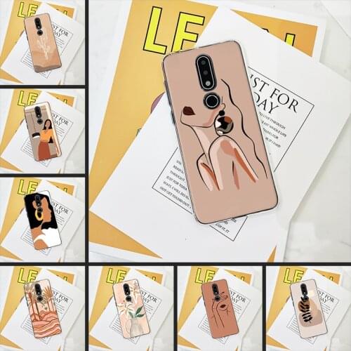 Back Cover For Nokia 2.1 3.1 5.1 6.1 7.1 Plus Art Girl Aesthetic Pink Flower Cactus Soft Silicone Phone Case For Nokia 3.2 4.2