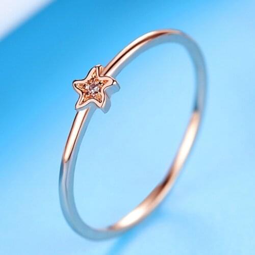 Woman Pink Starfish Ring Cute Mini Zircon Glamour Fashion Creative Closed Metal Ring Colorful Decoration Party Wedding Jewelry