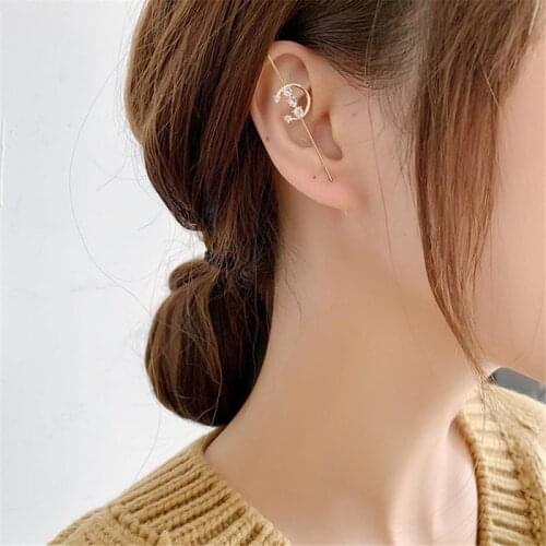 1PC Bohemian Wedding Ear Wrap Crawler Hook Sash Ear Needles Around The Auricle Clip Jewelry Women Wedding Piercing Earrings